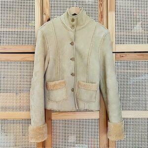 Lucky Brand Cropped Suede & Shearling Raw Edge Jacket Size L